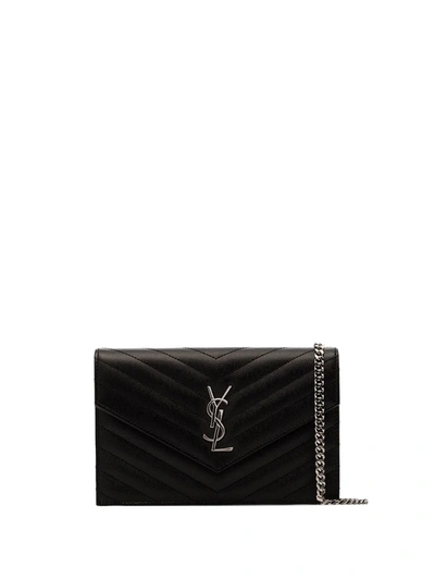 Saint Laurent Black Monogram Leather Cross Body Bag