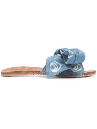 Brothervellies Blue Denim Burkina Sandal Blue In Blue ,white