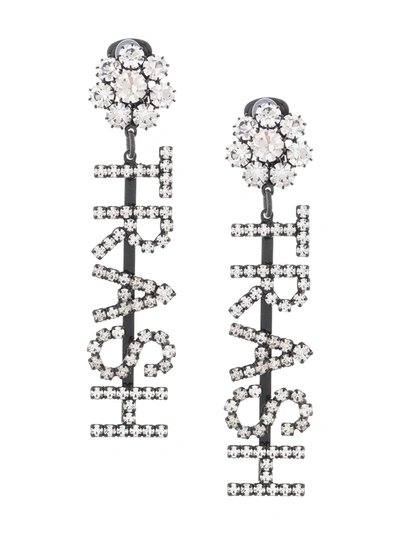 Ashley Williams Trash Crystal-embellished Earrings In Neutrals