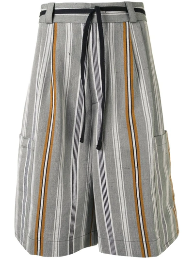 Jil Sander Striped Bermuda Shorts In Grey
