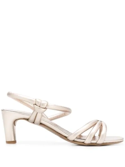Del Carlo Metallic Strappy Sandals In Neutrals