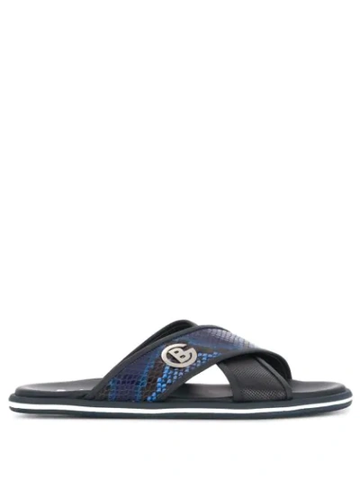 Baldinini Snake Trim Slides In Blue