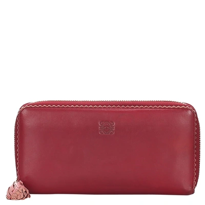 Pre-owned Loewe Red Leather Amazona Long Wallet