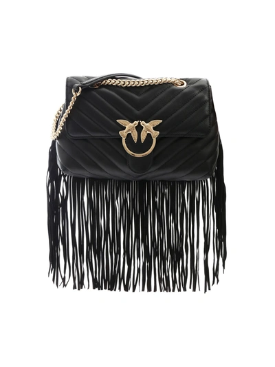 Pinko Love Mini Soft Fringes Black Crossbody Bag