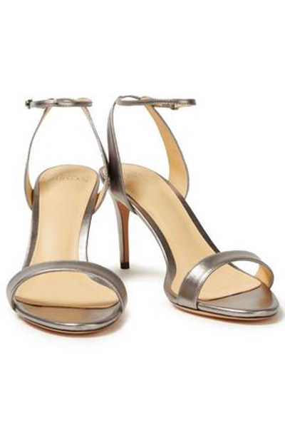 Alexandre Birman Willow 75 Metallic Leather Sandals In Silver