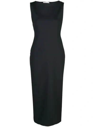 The Row Erin Scuba Midi Dress In Black