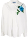 Blumarine Floral Embroidery Oversized Blouse In White