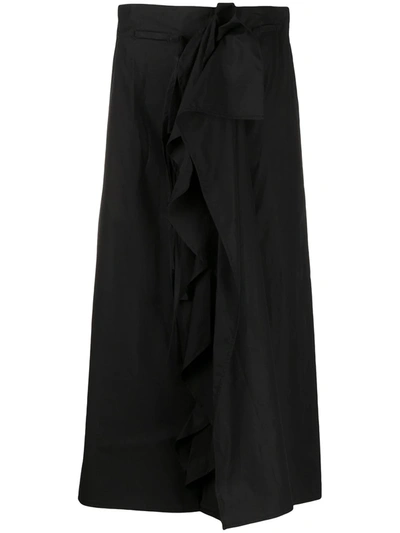 Lemaire Ruffled Midi Skirt In Black