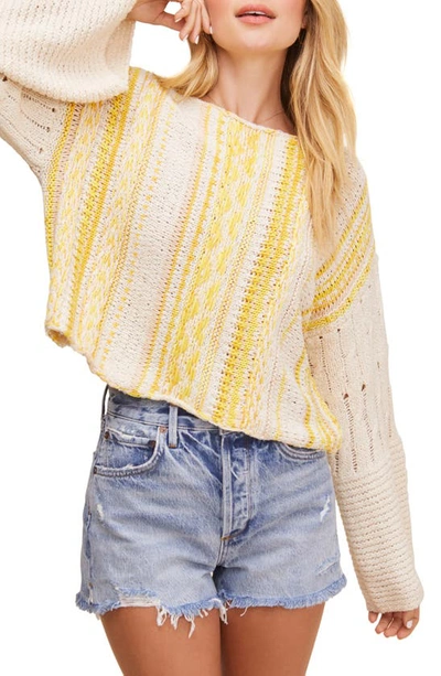 Astr Thora Crop Sweater In Yellow Natural Stripes