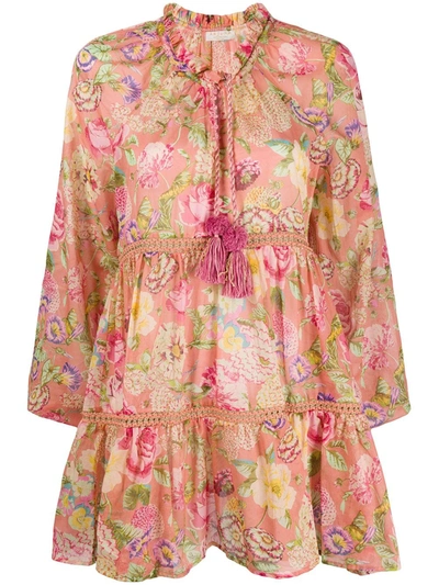 Anjuna Floral Tiered Dress In Pink