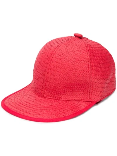 Thebe Magugu Woven Flat-peak Cap In Red