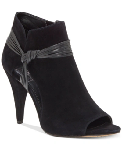 Vince Camuto Annavay Peep-toe Booties Women's Shoes In Black