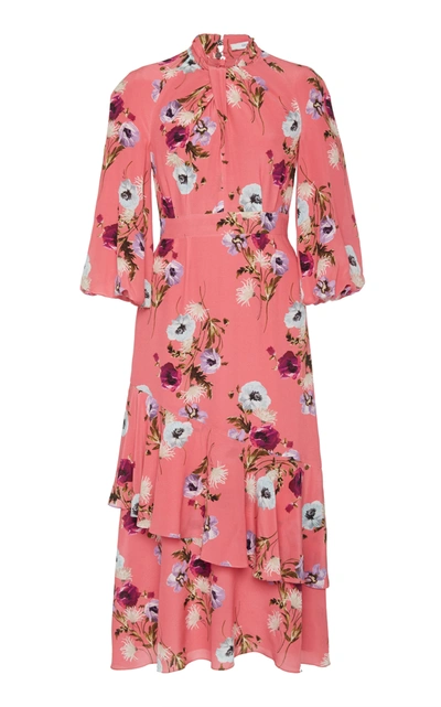 Erdem Verona Floral-print Crepe Midi Dress In Pink