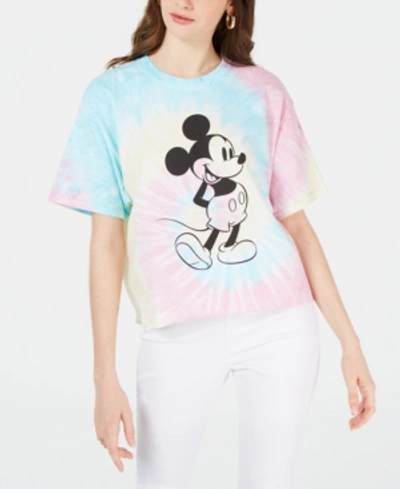 Disney Juniors' Cotton Mickey Mouse Tie-dyed T-shirt In Multi Tie Dye