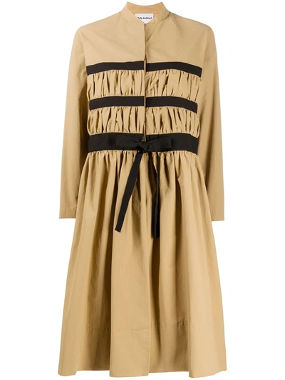 Molly Goddard Gathered Empire Line Midi Dress In Brown
