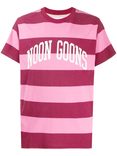 Noon Goons Striped Logo-print T-shirt In Garnet