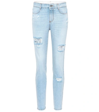 Stella Mccartney The Skinny Distressed High-rise Skinny Jeans In Blue