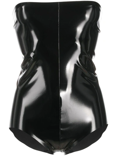 Alchemy X Lia Aram Patent-effect Strapless Bodysuit In Black