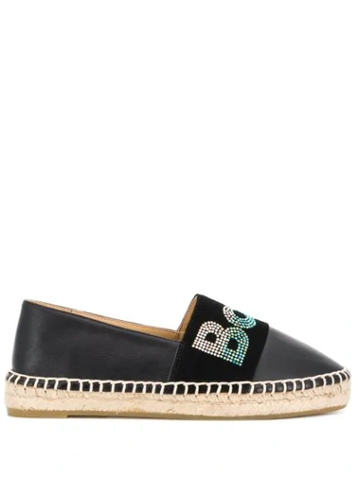 Baldinini Rhinestone Logo Espadrilles In Black