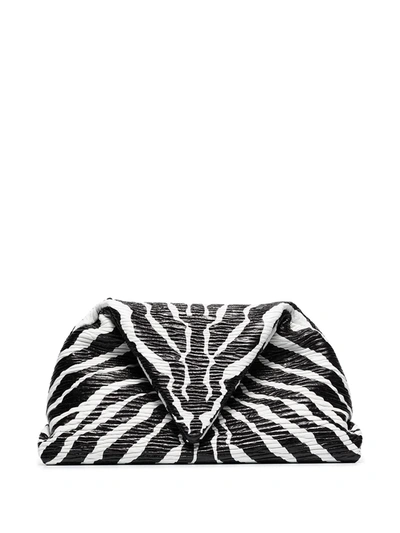 Bottega Veneta Zebra Print Leather Envelope Clutch In Zebra/ Nero/ Silver