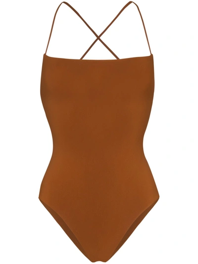 Anemone K.m Tie-back Swimsuit In Brown