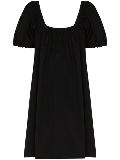 Molly Goddard Honey Off-the-shoulder Gathered Mini Dress In Black