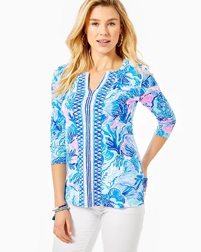 Lilly Pulitzer Women's Upf 50+ Karina Chillylilly Tunic Top In Navy Blue Size 2xl, Shroom With A View - Lilly Pulit