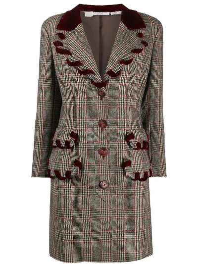Pre-owned Valentino 1990s Plaid Single-breasted Coat In Brown