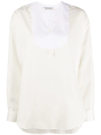 Ports 1961 Loose Silk Blouse In White