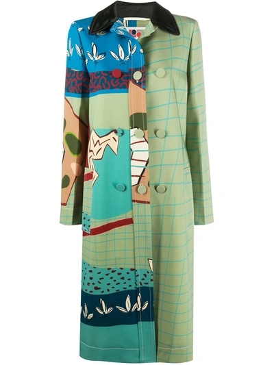 Ports 1961 Fitted Patterned Coat In Green