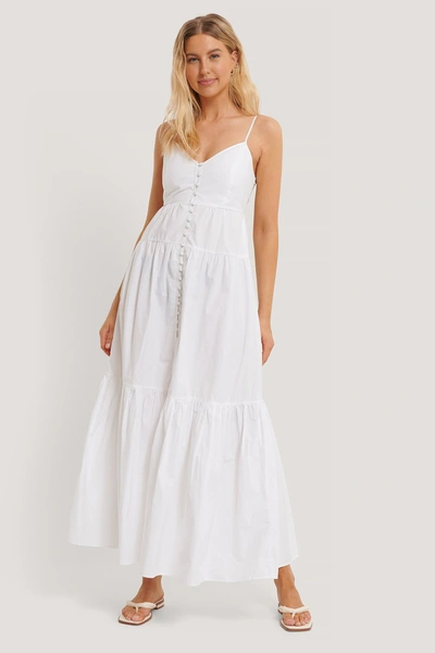 Na-kd Strap Buttoned Cotton Dress White