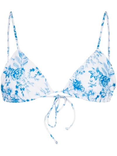 Juillet Elsa Wilder Floral Print Bikini Top In Blue