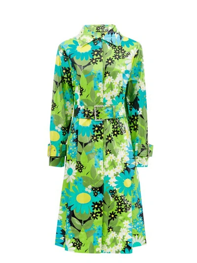 Moncler Genius + 8 Richard Quinn Charlie Crystal-embellished Floral-print Glossed-cotton Trench Coat In Green