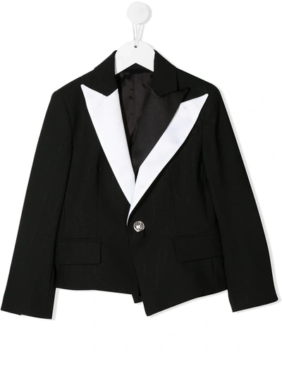 Balmain Teen Tailored Pinstripe Blazer In Black