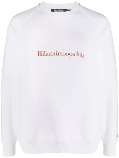 Billionaire Embroidered Logo Crew Neck Sweatshirt In White