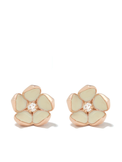 Shaun Leane Cherry Blossom Diamond Flower Stud Earrings In Rose Gold Vermeil