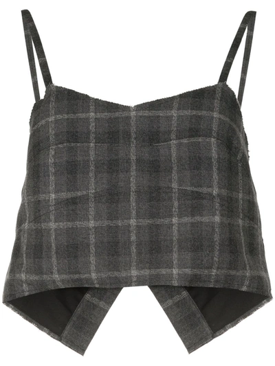 Vera Wang Tartan Print Cropped Top In Black