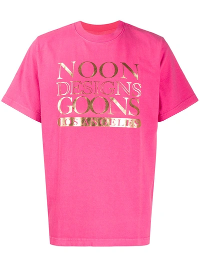 Noon Goons Metallic Logo Print T-shirt In Pink