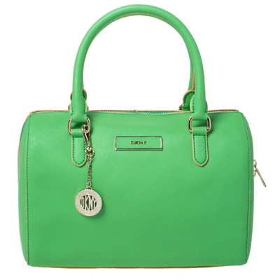 Pre-owned Dkny Green Saffiano Leather Boston Bag