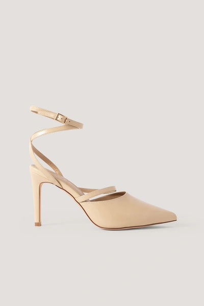 Na-kd Ankle Straps Pointy Pumps - Beige In Nude