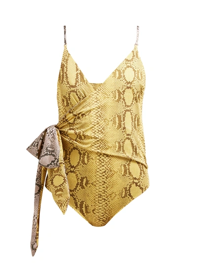 Stella Mccartney Timeless Wrap-effect Snake-print Swimsuit In Animal Print