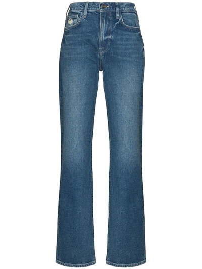 Frame Le Jane Faded High-rise Straight-leg Jeans In Blau
