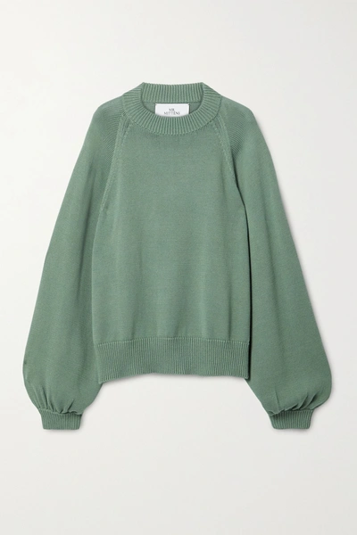 I Love Mr Mittens Oversized Cotton Sweater In Green