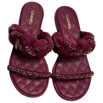 Pre-owned Chanel Sandals In Burgundy