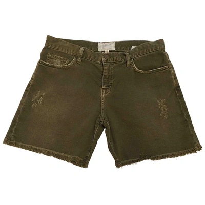 Pre-owned Current Elliott Khaki Cotton - Elasthane Shorts