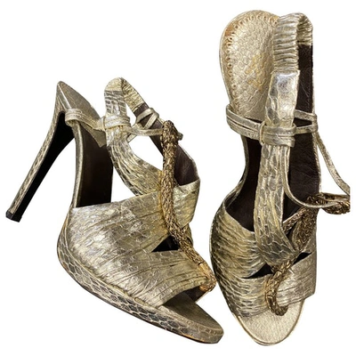 Pre-owned Roberto Cavalli Gold Leather Sandals