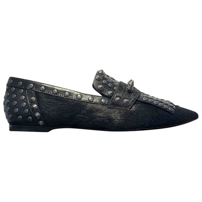 Pre-owned Ash Pony-style Calfskin Ballet Flats In Black