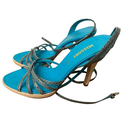 Pre-owned Missoni Turquoise Python Sandals