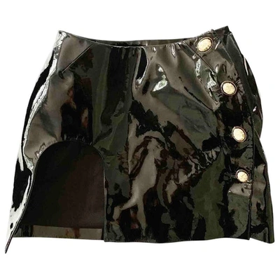 Pre-owned Ulyana Sergeenko Patent Leather Mini Skirt In Black