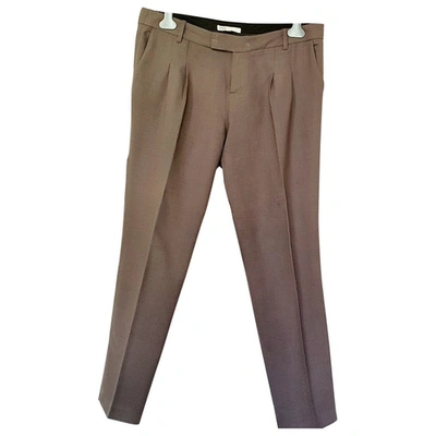 Pre-owned Maje Carot Trousers In Khaki